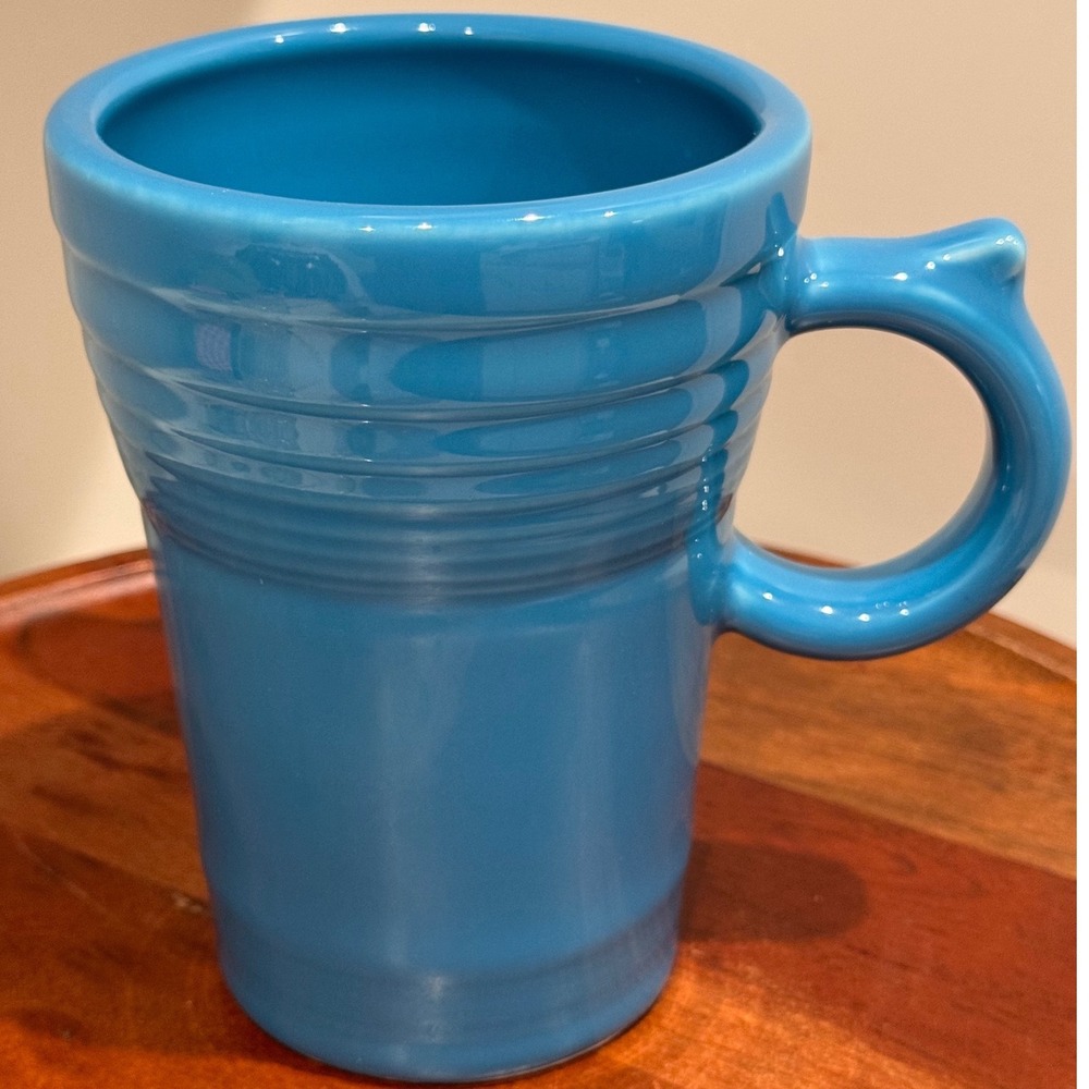 Fiesta HLC USA Peacock Blue Ceramic Latte Mug Tapered Ring Handle 18oz